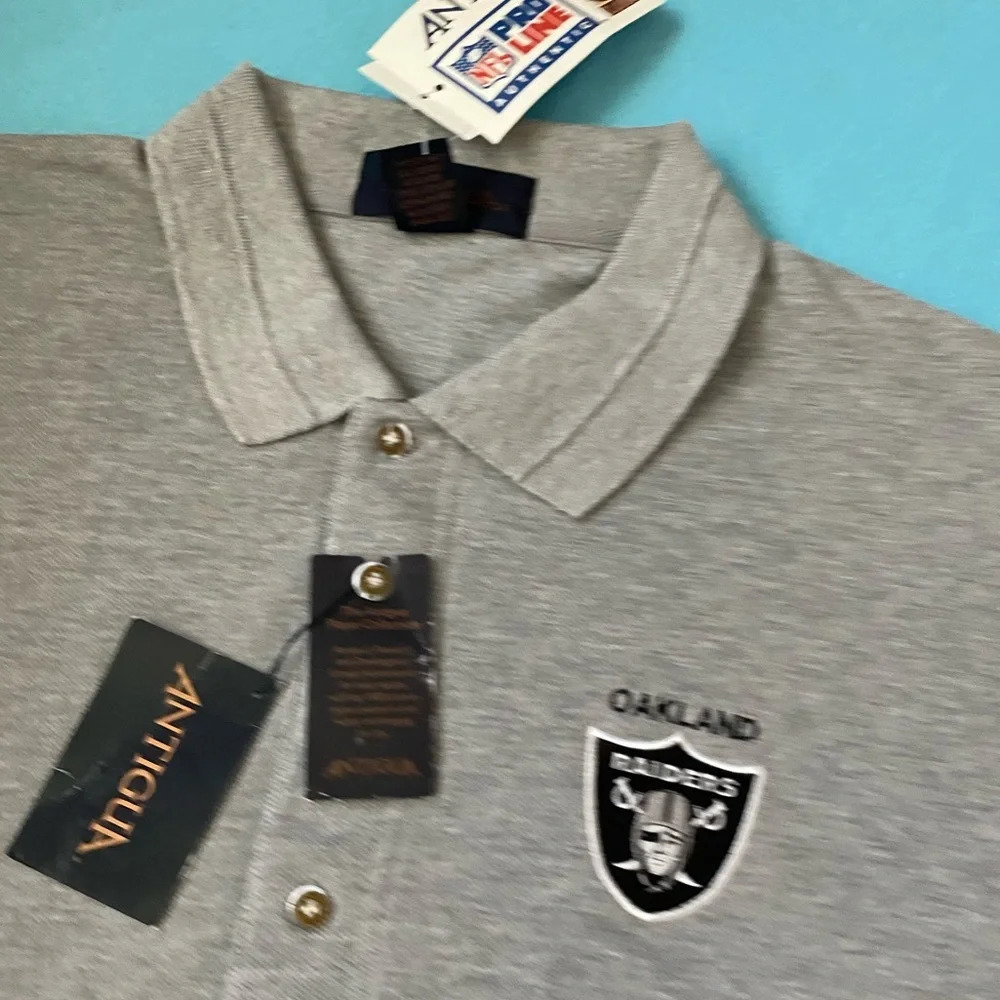 ANTIGUA Oakland Raider’s embroidered vintage polo short sleeve gray NEW size XL